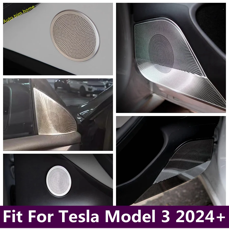 Front Rear Door Window Pillar A Stereo Speaker Audio Sound Tweeter Cover Trim Fit For Tesla Model 3 2024 + Steel Car Accessories