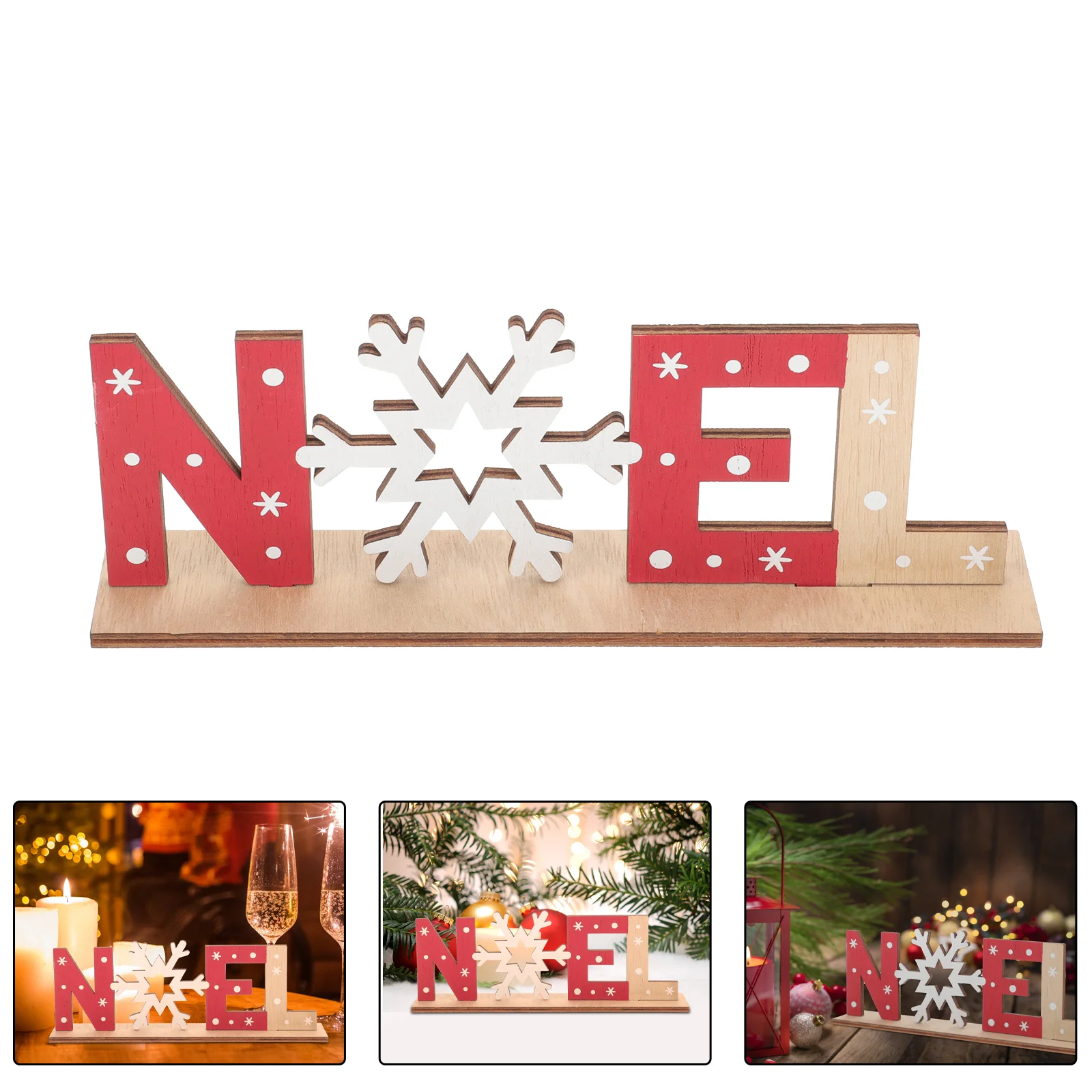 Xmas Table Wood Sign Paper Cut Christmas Noel Party Decoration Snowflake Plaque