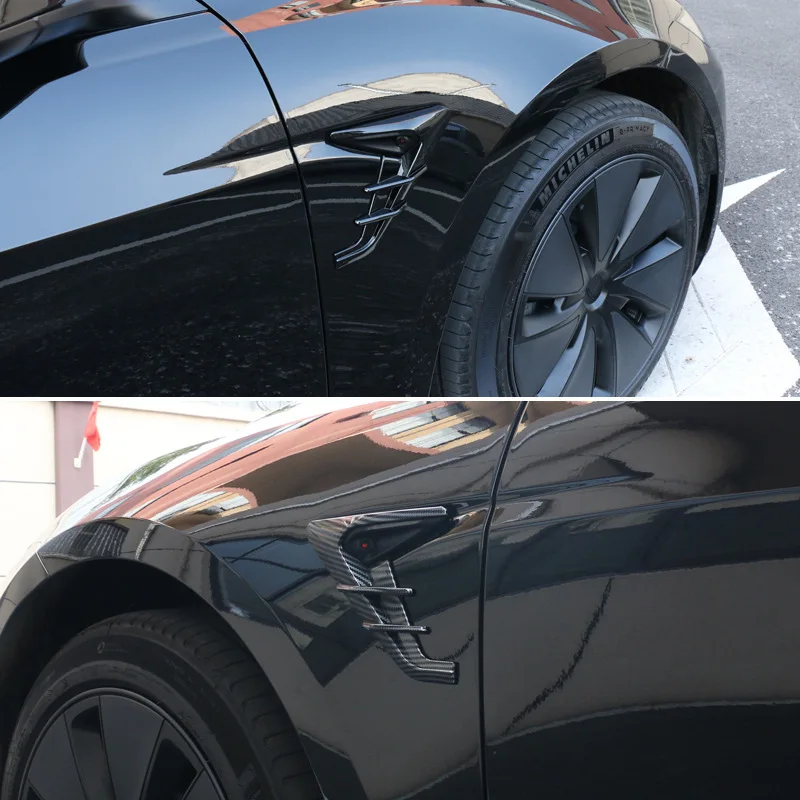 for Tesla Model 3 Highland 2024 2Pcs Side Camera Flanks Cover Leaf Board Spoiler Protector Modification New Model 3+ Accessories