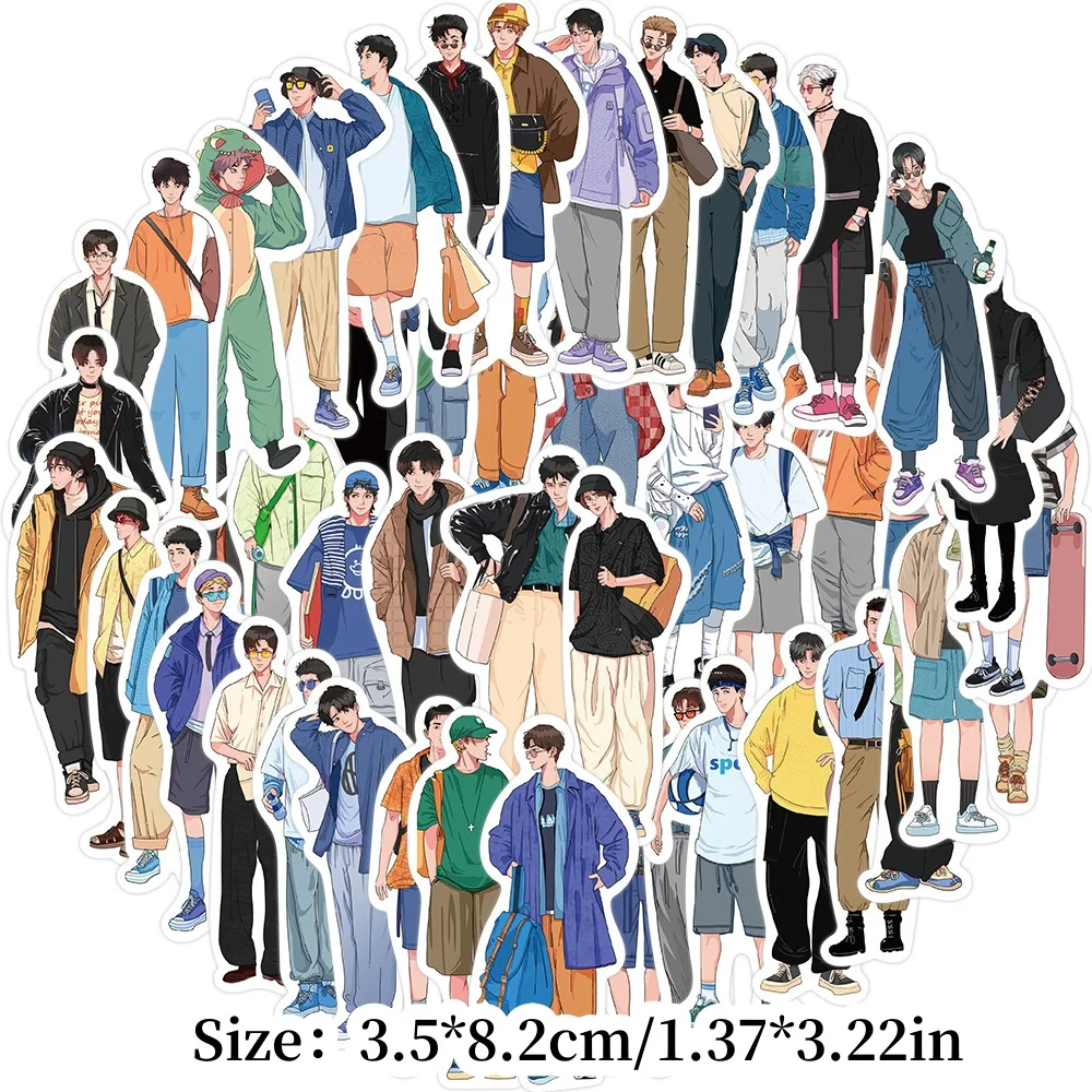 1 pack of 50pcs casual boyfriend pattern stickers Multi purpose decorative stationery notebook stickers