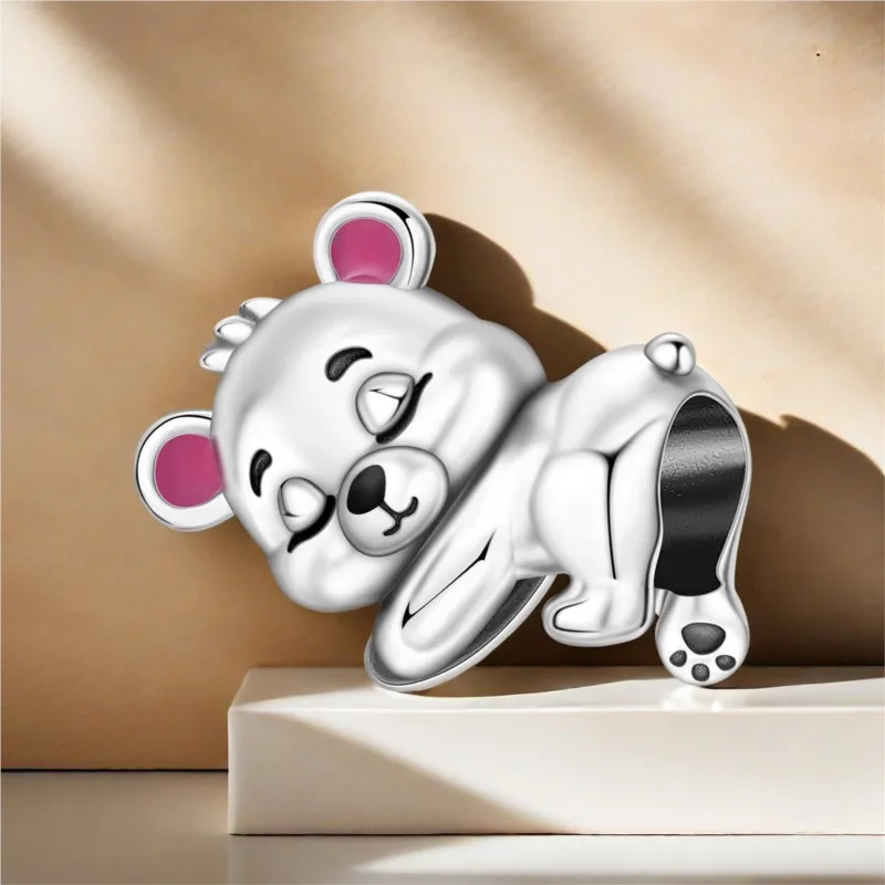 

MISEFF 2025 Charms Bead 925 Sterling Silver The sleeping little bear Charm Beads Bracelet Necklace DIY Jewelry Women Gifts