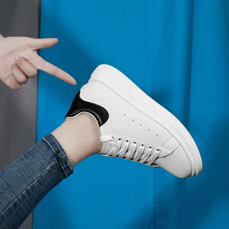 Luxe Heren Sneakers Merk Liftschoenen Voor Paar Verborgen Hakken Witte Schoenen 8Cm Hoogte Oplopende Schoenen Dames Heren Leren Schoenen