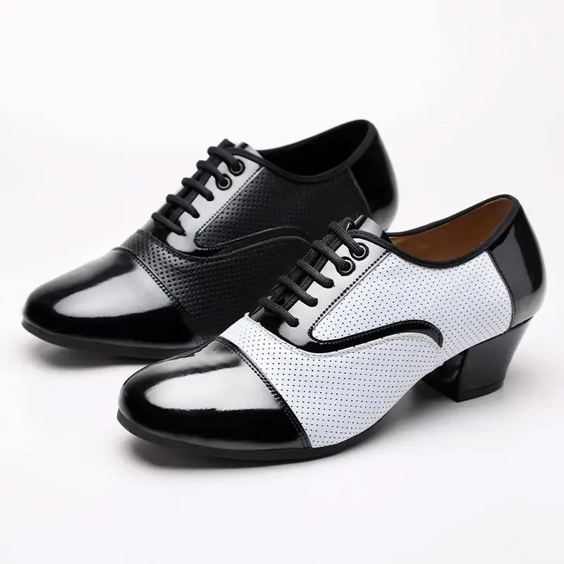 Modern Dance Shoes For Men Soft Performance Leather Breathable Social Latin Dance Square Formal Dress Jazz Dance Shoes Sneakers