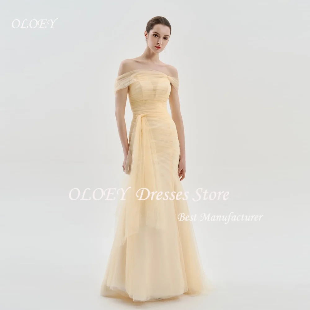 OLOEY 2026 웨딩드레스 Yellow Korean Wedding Dresses Customized Mermaid Tiered Bridal Party Dress Soft Tulle Reception Dress