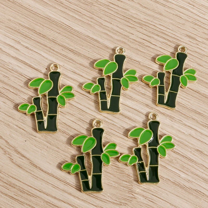 

10pcs 22x27mm Enamel Plant Bamboo Charms Pendants for Jewelry Making Drop Earrings Necklaces Bracelets DIY Crafts Accessories