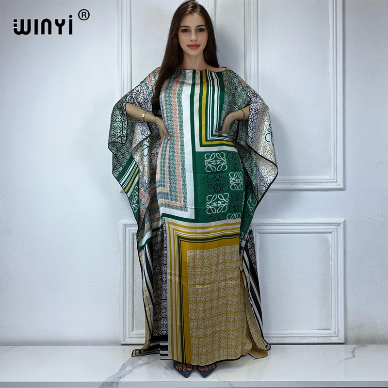 

WINYI 2024 turkey dresses for women luxury boho print muslim woman dubai Free Size Design Maxi Loose African Elegant Dress