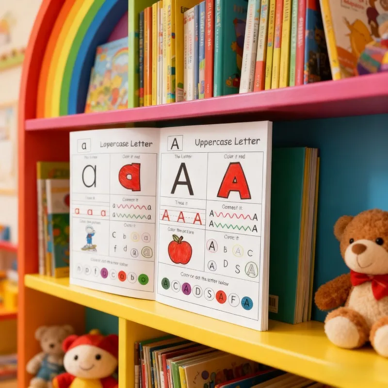 Children's English Enlightenment Practice Book ABCDE Alphabet Word Drawing Red Book Preschool Basic Drawing Training Book