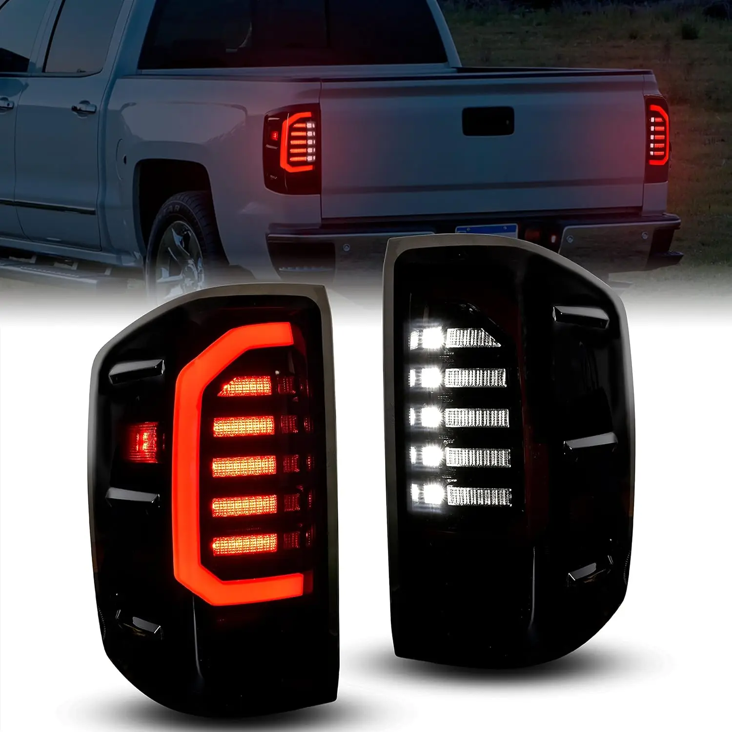 

Smoked Full LED Taillight for Chevy Silverado 1500 2014-2019, GMC Sierra 3500HD 2015-2019 (2PCS)