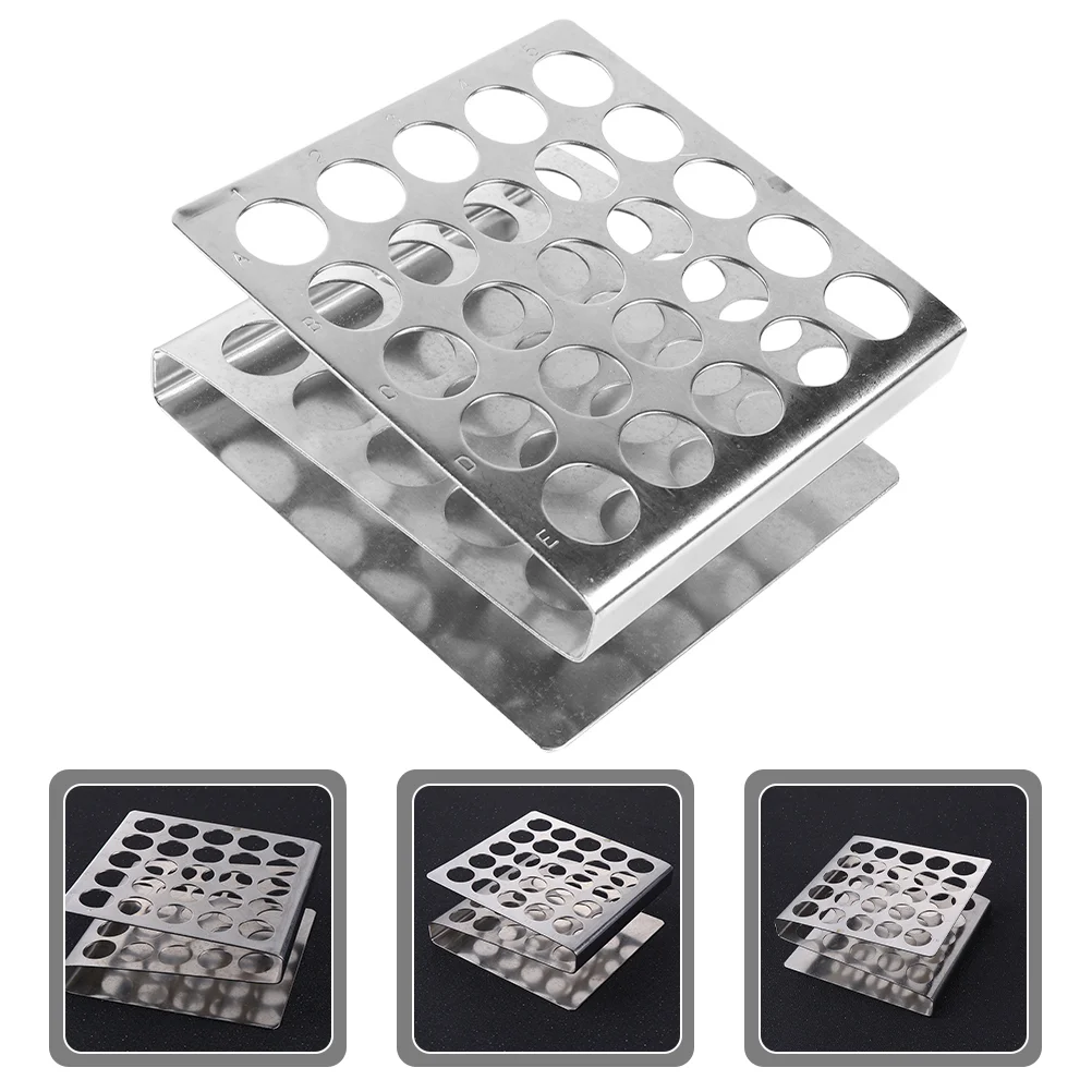 Organizer Stainless Steel Test Tube Rack Laboratory 25-holes Stand Metal Holder