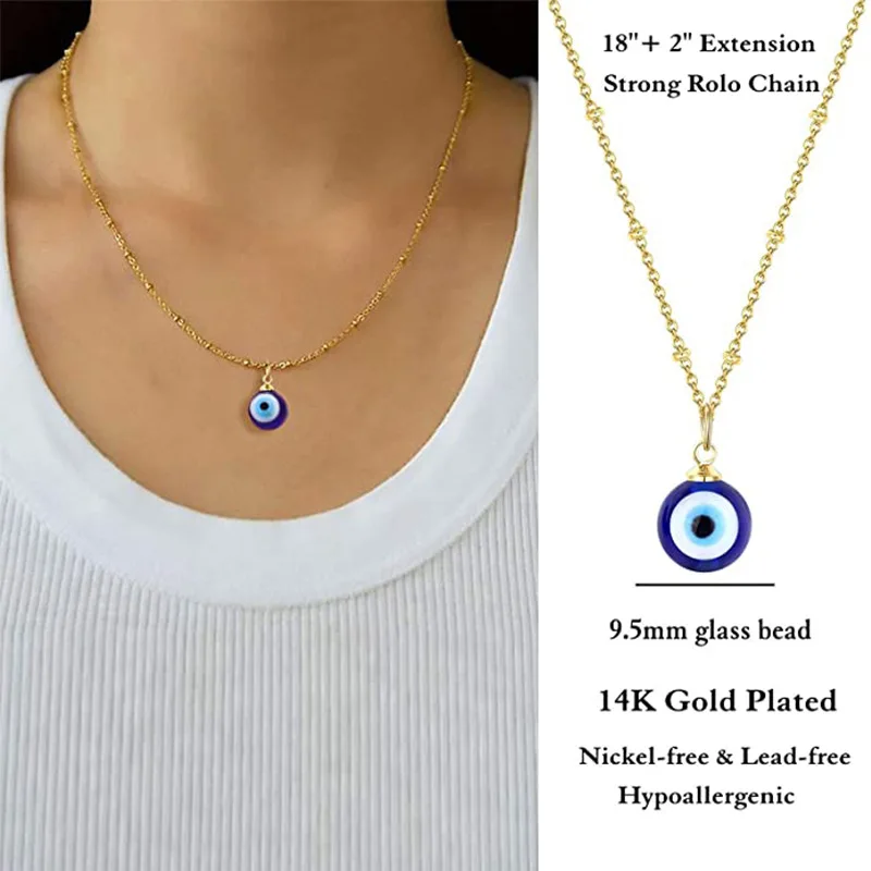 Wholesale 20PCS/Lot Blue Evil Eye Pendants Necklace for Women Men Turkey Eyes Lucky Necklace Choker Jewelry Accessories