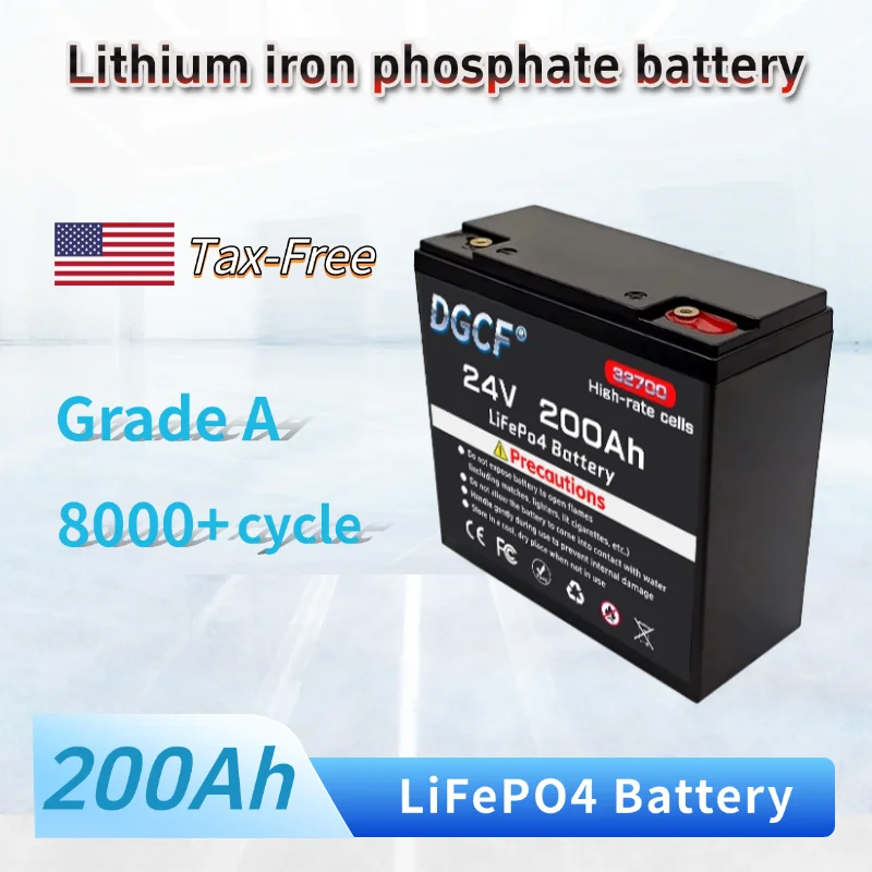 

NEW 200Ah LiFePO4 Battery Pack 24V Support BMS 8000+ Cycles Times For Solar Boat Tax-Free
