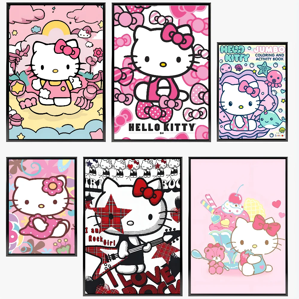 1PC Anime Sanrio Hello Kitty Poster Poster Paper Print Home Living Room Bedroom Entrance Bar Cafe Art Painting Decoration