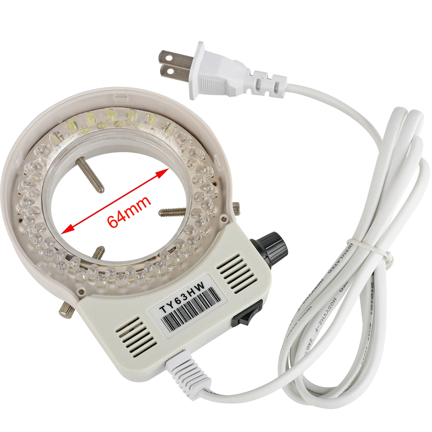 KOPPACE 64mm Installation Size Microscope LED Ring Light Source 56 Lamp Beads Adjustable Brightness