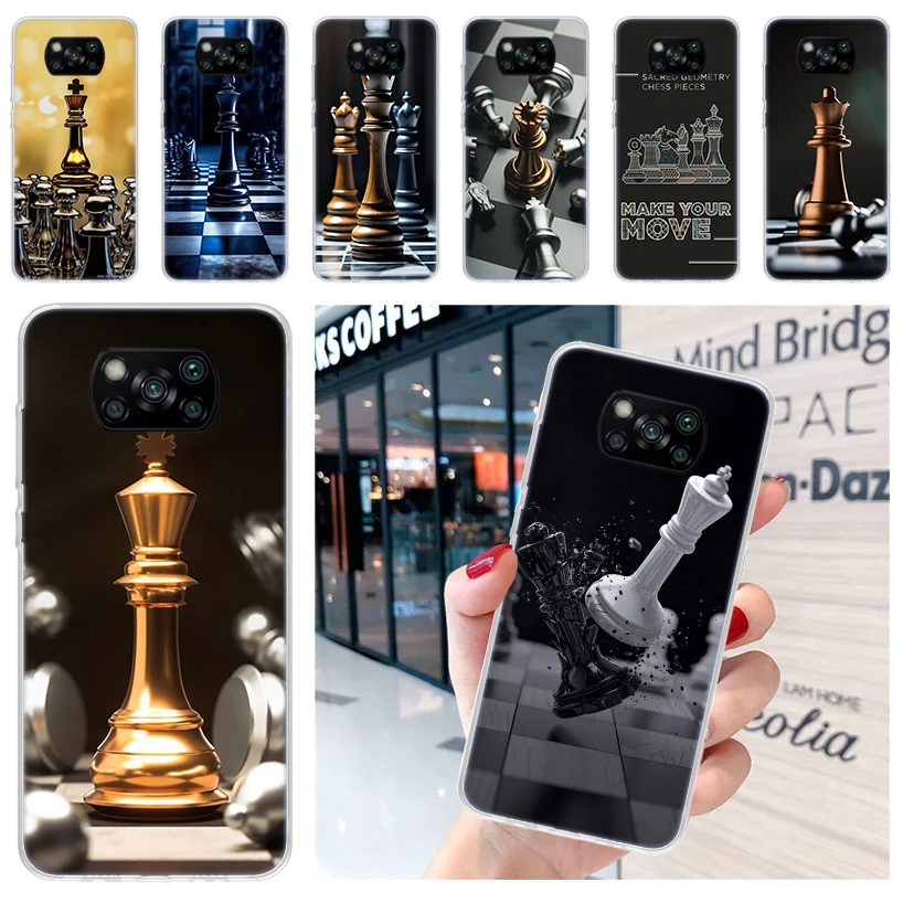 Competitive Chess Game Soft Phone Case for Xiaomi Poco X6 X5 X4 Gt X3 Nfc F6 F5 Pro M5s M5 M4 M3 F4 F3 F2 F1 Capa Coque Cover fo