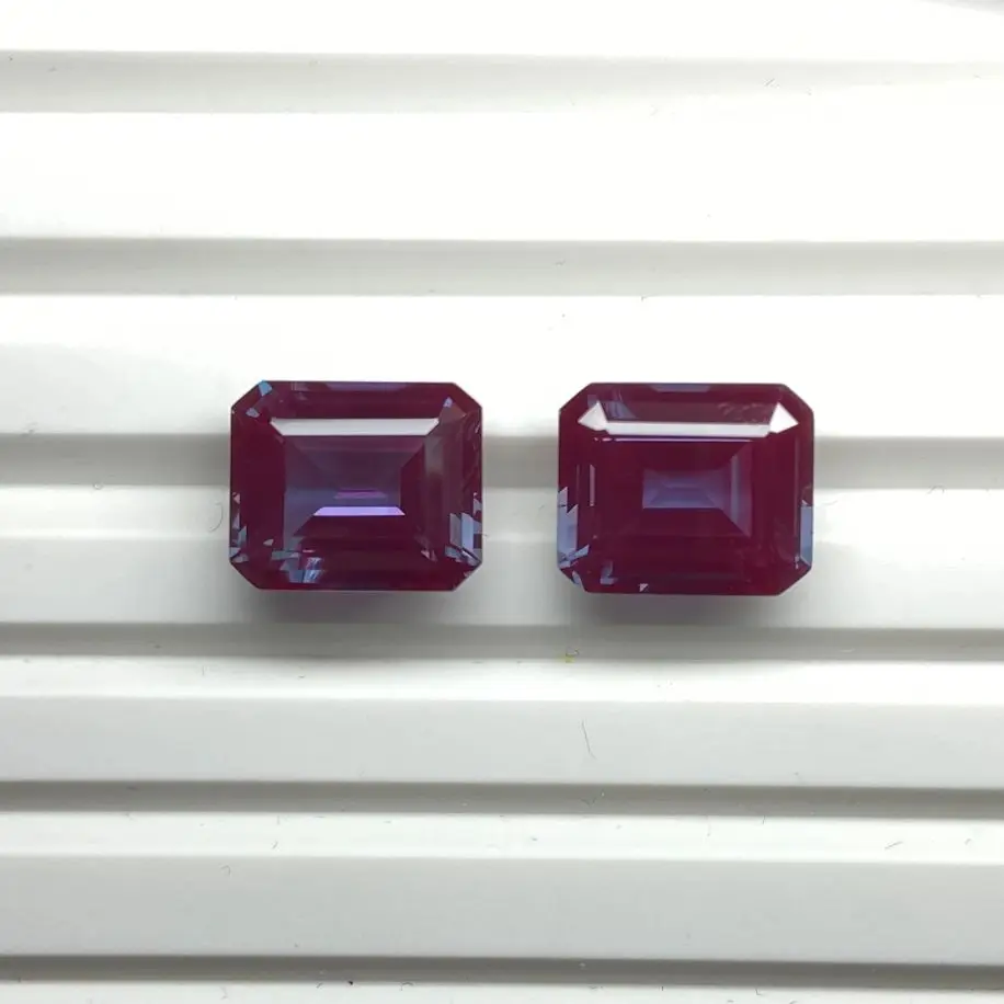 

Synthetic Created Hydrothermal Color Change Emerald Cut 10X12MM 7.7 Carat Lab Grown Alexandrite Gemstone