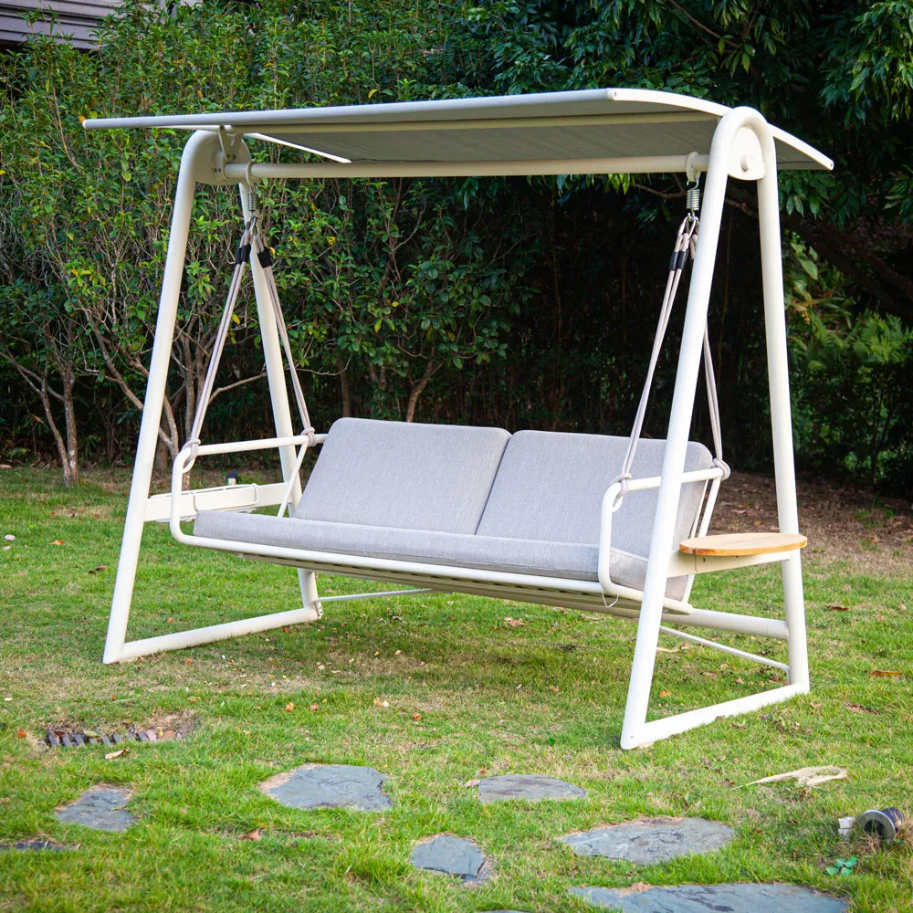 High Quality Modern Luxury Hotel Garden Patio Balcony Swing Canopy Hanging UV-resistant 3-Seater Outdoor Furniture Swing Chair