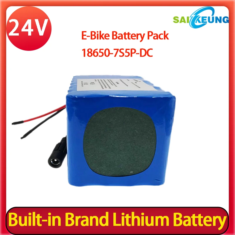 Smart BMS 24V 40ah bicycle lithium battery rechargeable 18650 7P5S 24V 20ah 10ah 30ah 50ah lithium battery pack with charger