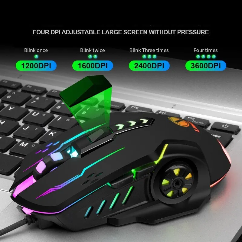 USB Wired Gaming Mouse Mechanical Mice USB Luminous Light Mouse Adjustable Optical Gamer Mouse for PC Computer Game