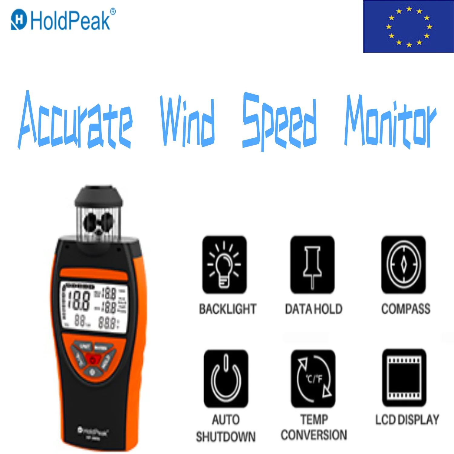 HP-8806 Anemometro Digital Bluetooth Anemometer 0.3~42m/s, HVAC CFM Air Flow, Altitude Barometric Pressure Temp for Outdoor