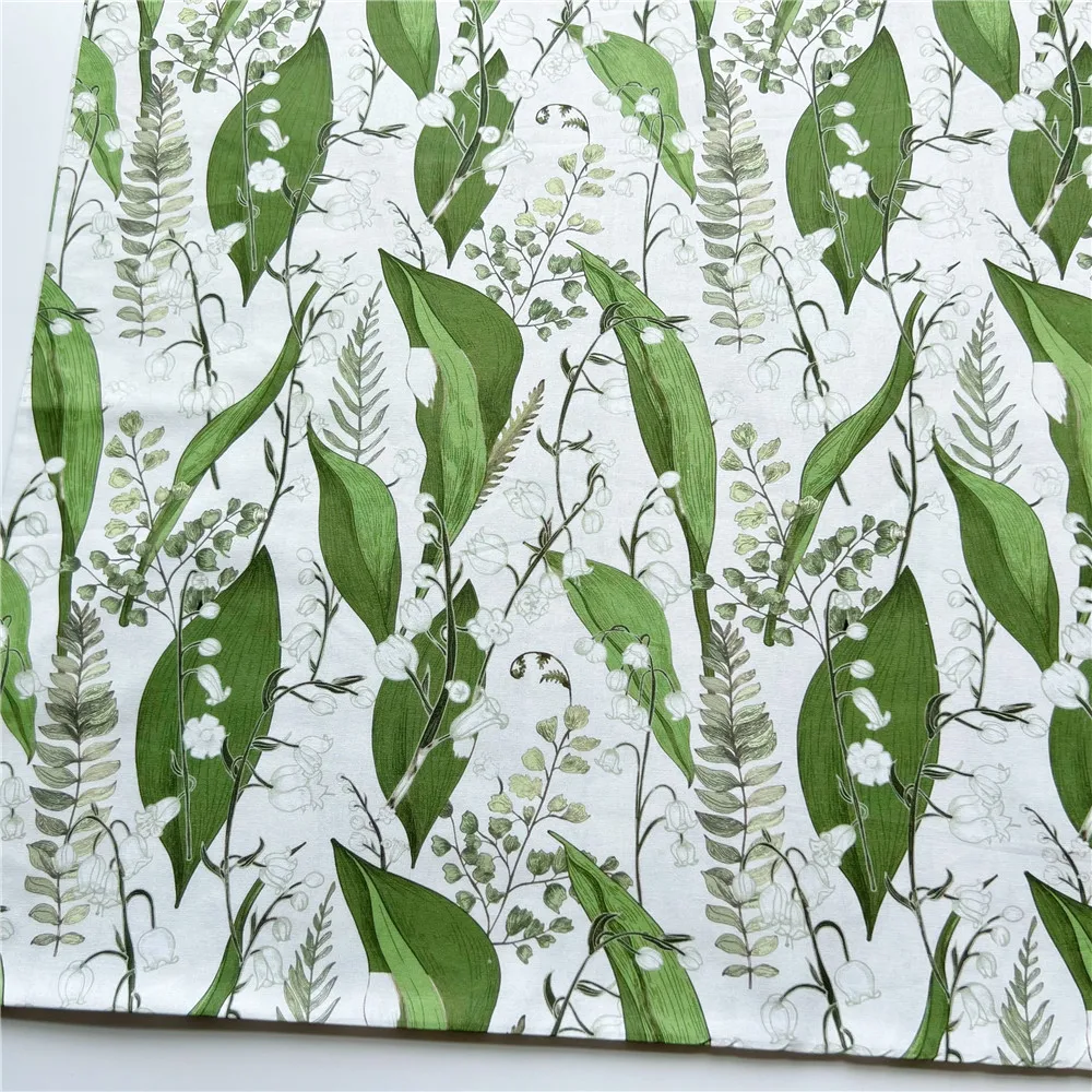 Vintage Flora lily of the valley Cotton Fabric for Kids Clothes Home Textile Sewing Quilting DIY Needlework Material