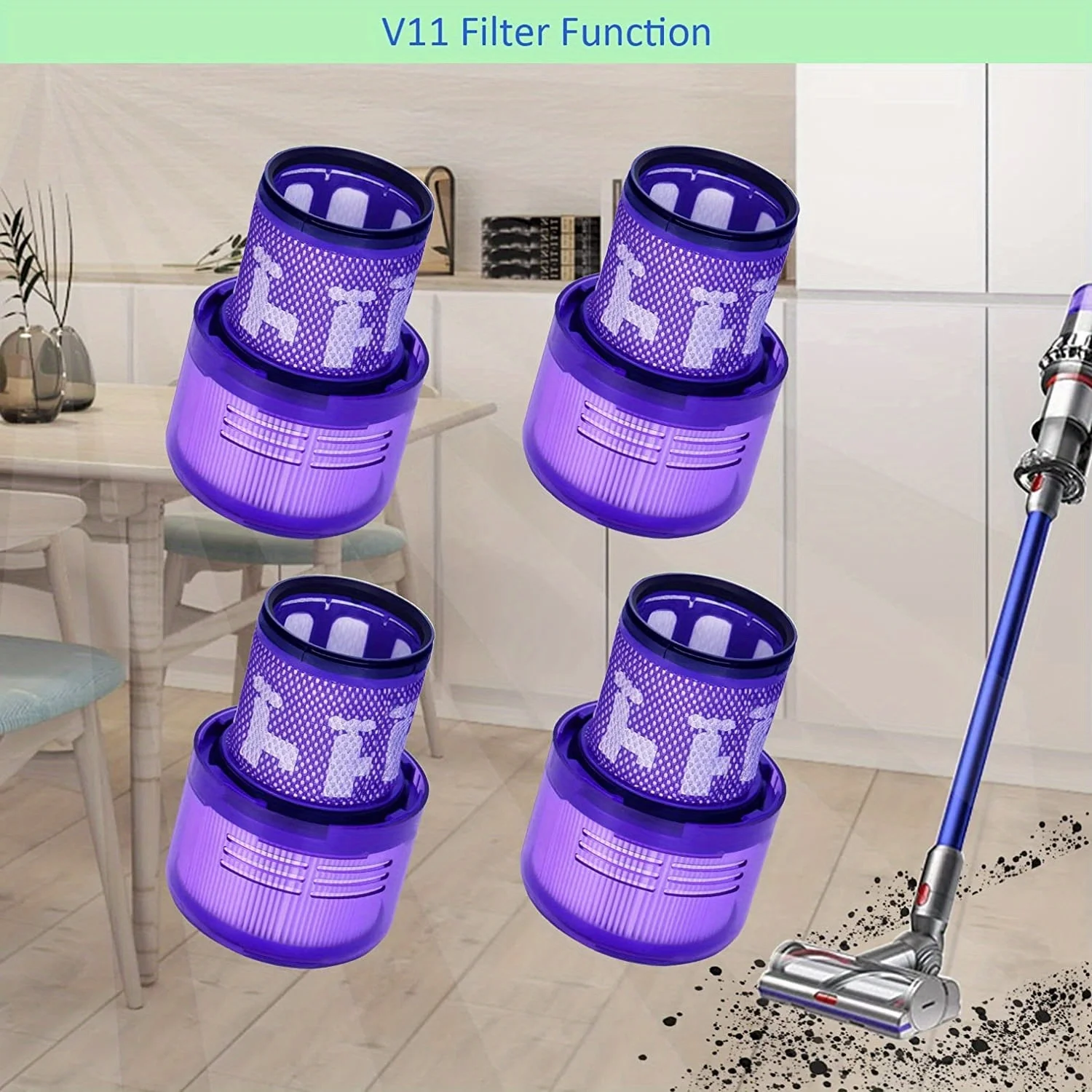 4 Stück Filterelement für Dyson V11 SV14 V15 Staubsauger, waschbarer Ersatzfilter, wiederverwendbar