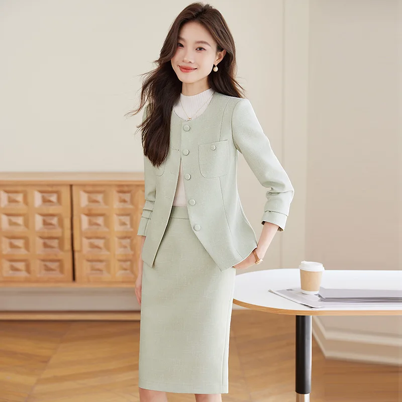 Ensemble de costume professionnel pour femmes, élégant, à la mode, vêtements de travail pour réception d'hôtel, uniforme de Salon de beauté, ensemble jupe décontractée pour femmes