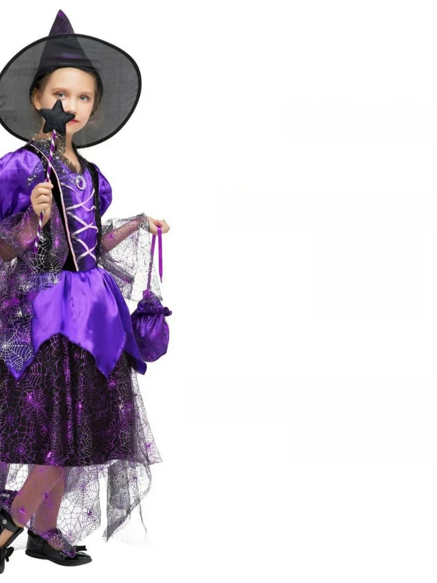Neues Halloween-Kostüm für Mädchen, Princ-Hexe-Outfit, Kinder-Maskenball, Anziehrock, Bühnenaufführung, traditionelles Hanfu