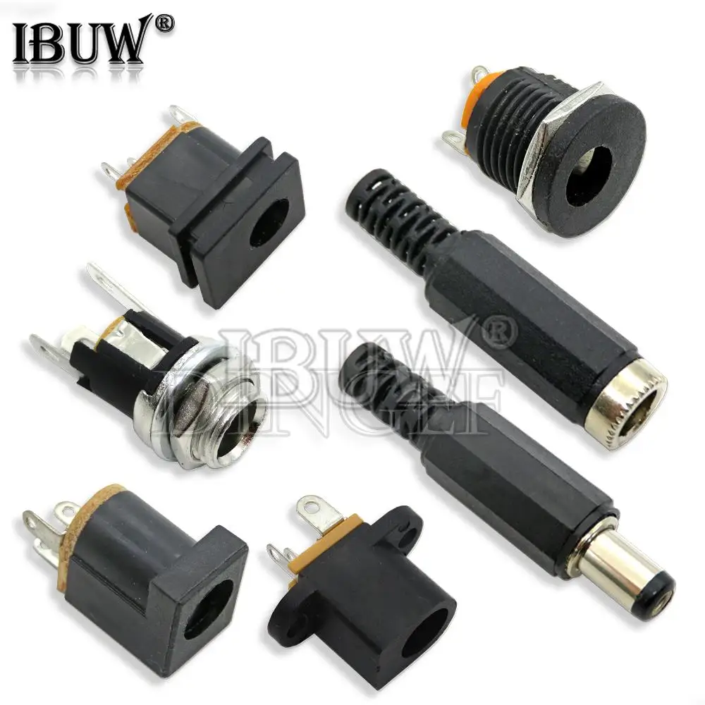 10PCS 5Pair 5.5x2.1mm DC Power Plug Male Female Jack Socket Nut Panel Mount DC Power Adapter Connector DC012 DC015 DC017 DC022