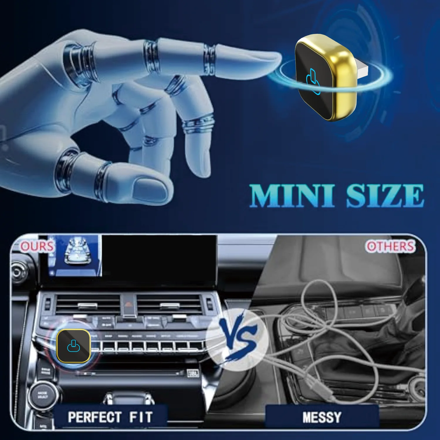 Adaptateur Carplay sans fil 2 en 1, convertit fil vers Carplay sans fil et Android Auto AI Smart Box pour voitures Carplay filaires 98%