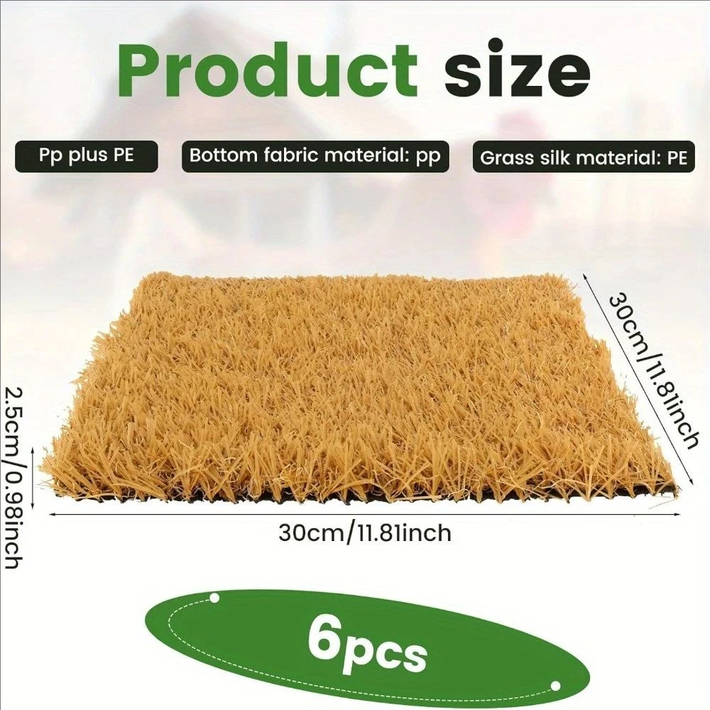 

6-pack chicken coop egg laying mat set, washable artificial grass mat, reusable, suitable for chicken coop, easy to clean