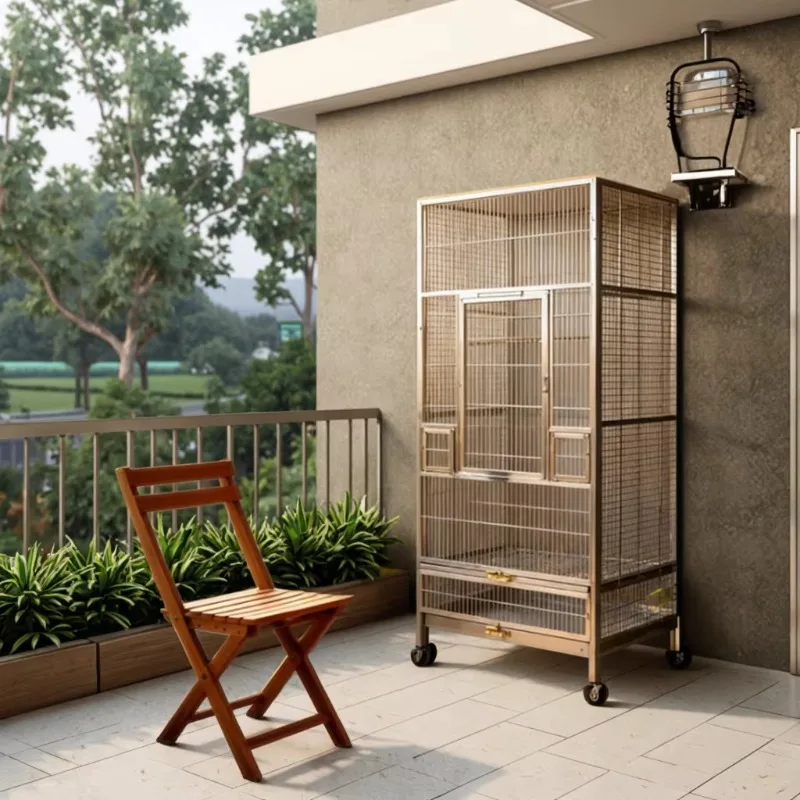 2026 Modern 304 Stainless Steel Bird Cage With Breathable Design Durable Metal Tray Easy Assembly & Pet Carrier For Birds