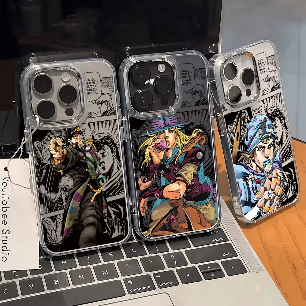 Funda de Teléfono Anime Jojo's Bizarre Adventures para iPhone 17 Air 16 15 14 13 12 11 Pro Max, Transparente y Suave