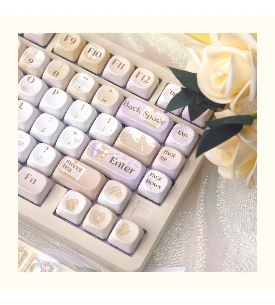MOA Highly Warm Tea Xiyu Keycap PBT Round and Cute Milk Yellow with Split Spaces Mechanical Keyboard Adaptation