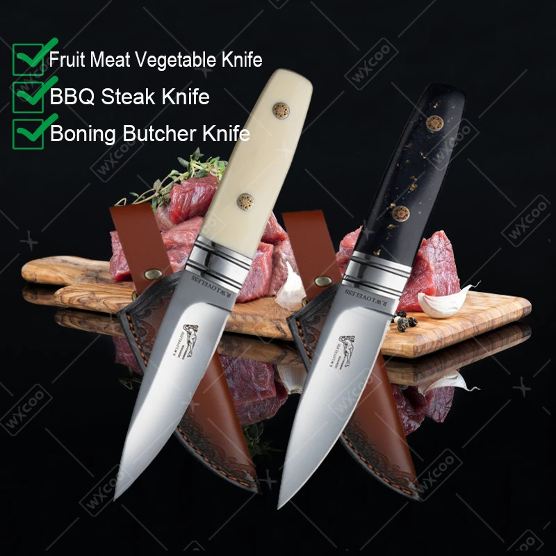 WXCOO Stainless Steel Steak Knife BBQ Chef Knife for Kitchen Accessories Durable Hand Forged Cleaver Butcher Knife with Sheath
