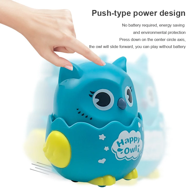 Classic Wind Up Toys Pressing Cartoon Owls Inertial Sliding Pull Back Car  for Kindergarten Children Gift