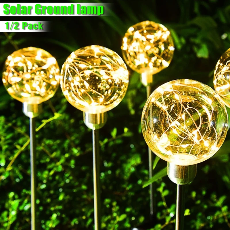 Solar Reed Light Firefly Lawn Light with Copper Wire Floor Lamp Outdoor Courtyard Garden Villa Warm Light Decorated Lanterns