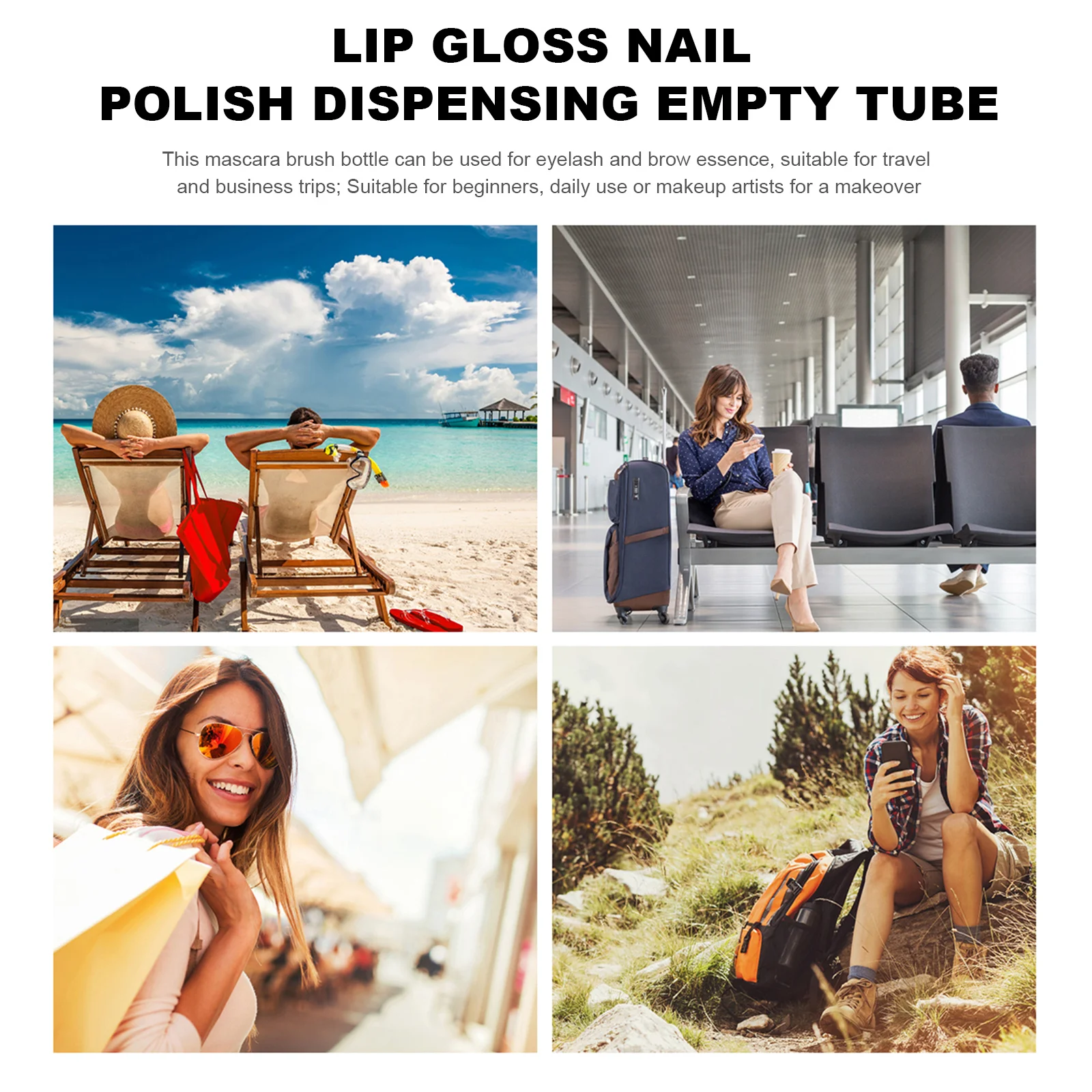 Stylo liquide de croissance des cils, Tube d'huile vide en plastique pour vernis à ongles, conteneur de pointe de brosse, applicateur de manucure de voyage, 4 pièces