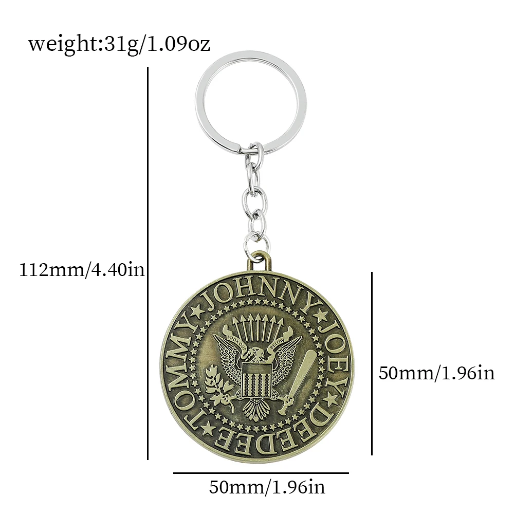 Retro Creative Rock Punk Band Logo Metal Keychain Pendant Fashion Backpack Ornament Keyring Accessory view 6