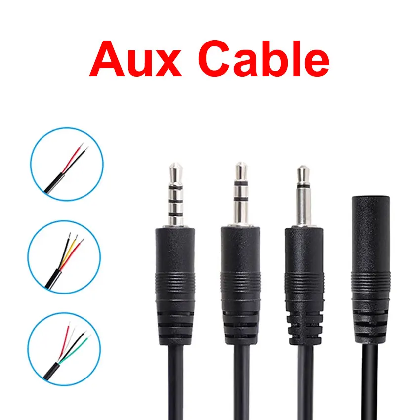 Cltgxdd 30/50/100cm 3.5MM 2/3/4 Core 2pole 3pole 4pole Mono Stereo  Male Female Audio Extension Cable Aux Connector Headset Line