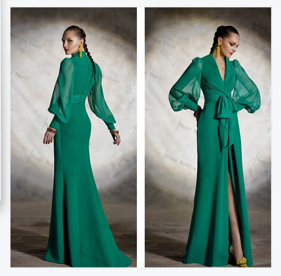 

Green Women Suit 1 Pcs Long Blazer Prom Dress Belted Cotton Autumn Formal Office Lady Jacket Customized Wedding Tuxedos Coat