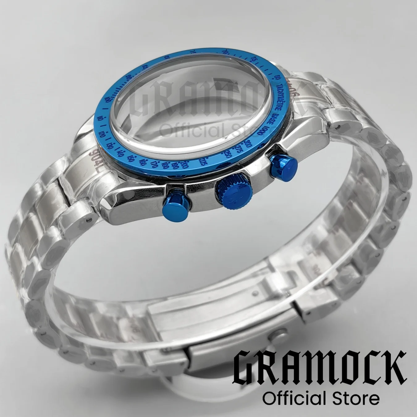 VK63 VK64 Quartz Watch Case Stainless Steel Chronograph Watch Case Blue Fixed Bezel Coated Glass Diving Watch Accessories Parts