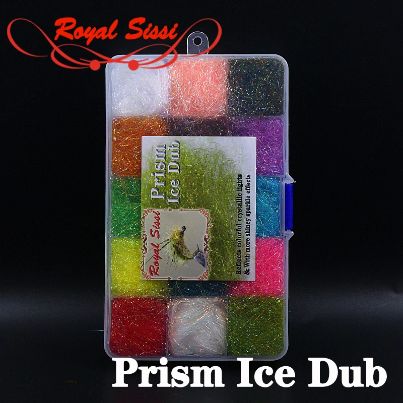 

Roayl Sissi 15colors dispenser genuine ice dub sparkle fly dubbing ultra fine synthetic crystal flash fiber Fly Tying Materials