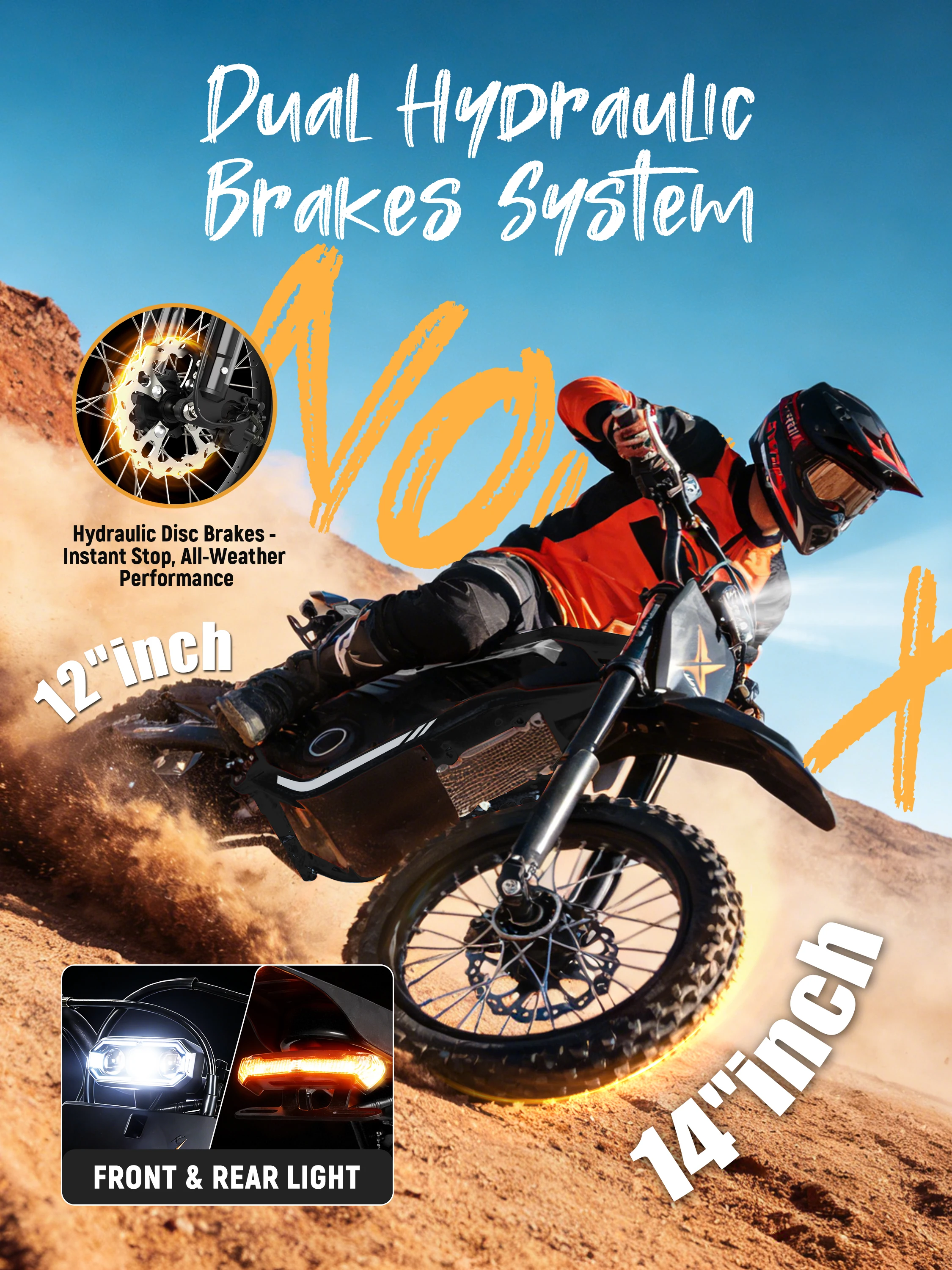 Eskute Nova X Electric Dirt Bike for Teens & Adults, 14"/12" Fat Tire Electric Motorcycle, 48V23AH Battery Nova Ebike 35-46MPH Ebike, Full Suspensions E-Moped for Kids, Teens & Adult view 4