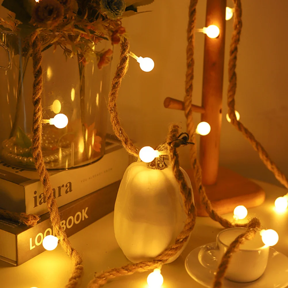 

20 Led 3 Meter Globe String Light Hemp Rope Led String Lights For Bedroom Party Wedding Festival Decorative Indoor Curtain