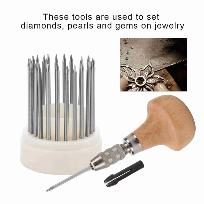 

C9 23pcs Beading Tools Set Graver Beader For Diamond Stone Setting Graver Jewelry Tool Gold Inlay Hand Tools