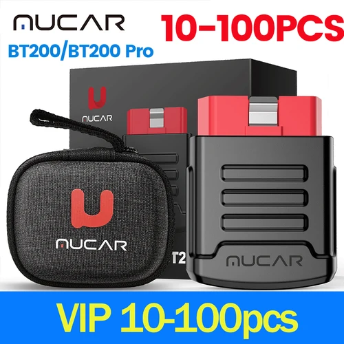 Imagen 1 del producto 10-100 unidades MUCAR BT200/BT200 Pro Herramienta de diagnóstico OBD2, escáner de diagnóstico de sistema completo para todos los coches, compatible con 15 funciones de reinicio