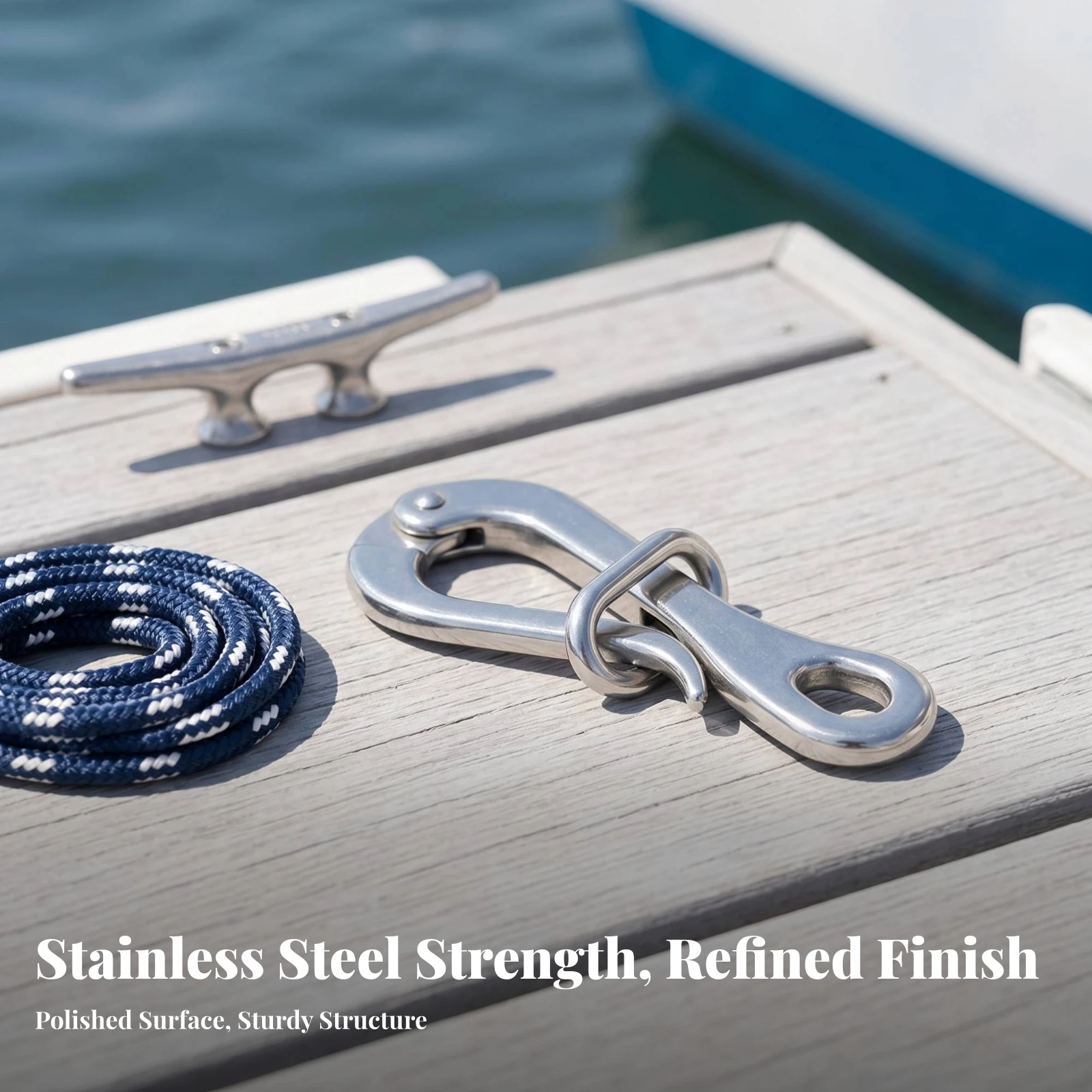 Silver Silver-Colored Finish 316 Stainless Steel Quick-Release Hook Rust Resistant Locking Marine Quick-Release Hook for Boat