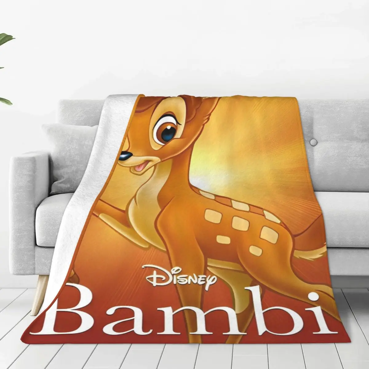 Bambi Cartoon Blanket Airplane Travel Flannel Throw Blanket For Couch Bed Soft Warm Custom DIY Quality Bedspread Gift