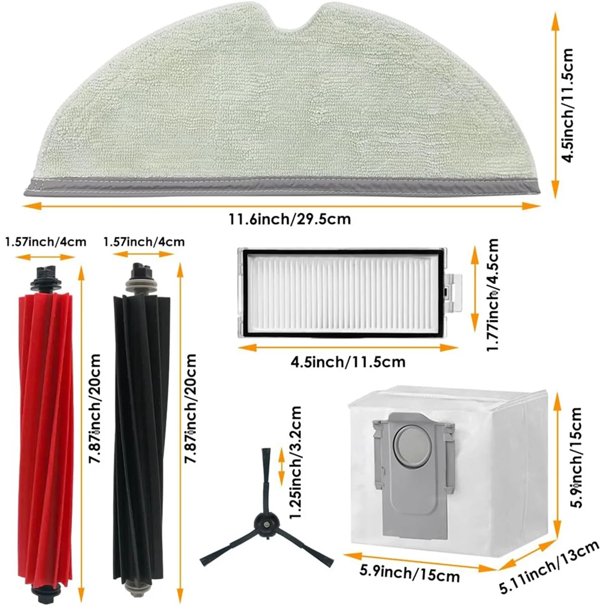 สําหรับ Q5 Pro +/Q8 Max + (Plus) เครื่องดูดฝุ่นหลักแปรงด้านข้าง HEPA FILTER Mop ผ้าฝุ่นเปลี่ยนชิ้นส่วน