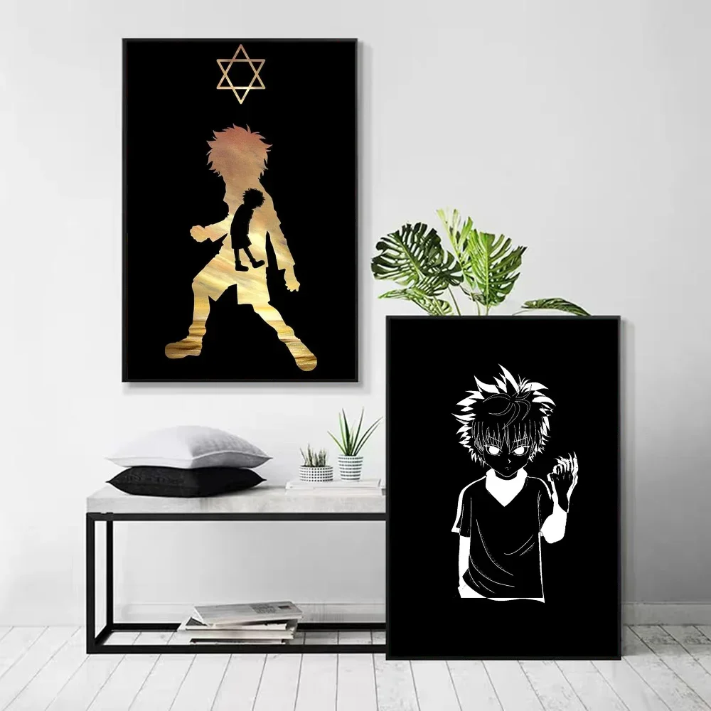 1pc H-Hunter X Hunter Killua Zoldyck Kurapika Gon Freecss Hisoka Poster Self-adhesive Art Waterproof Paper Sticker Wall Decor